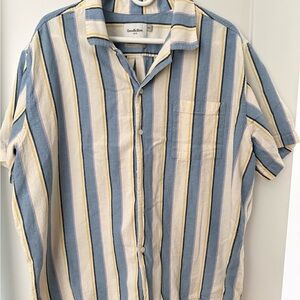 Goodfellow & Co Men's Casual Blue and Cream Striped Shirt